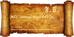Nádassy Bonifác névjegykártya